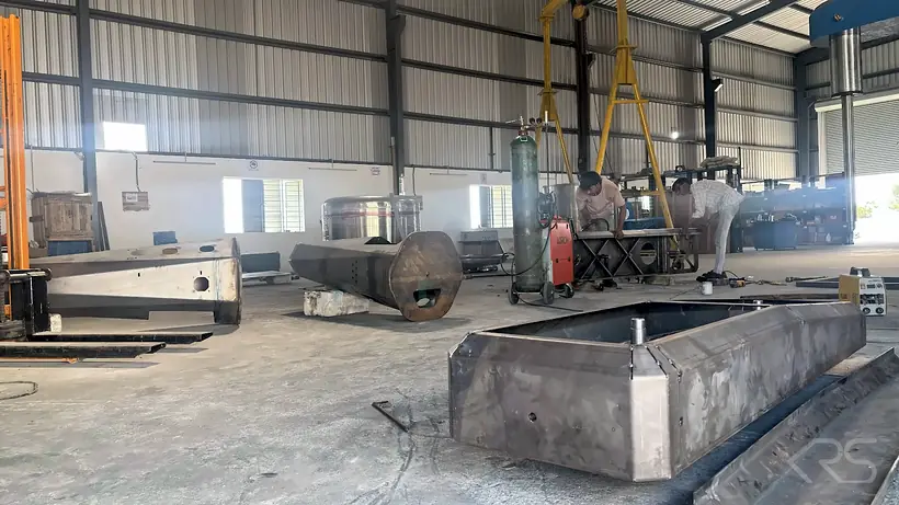 Fabricated machine frames and components on the KRS shop floor