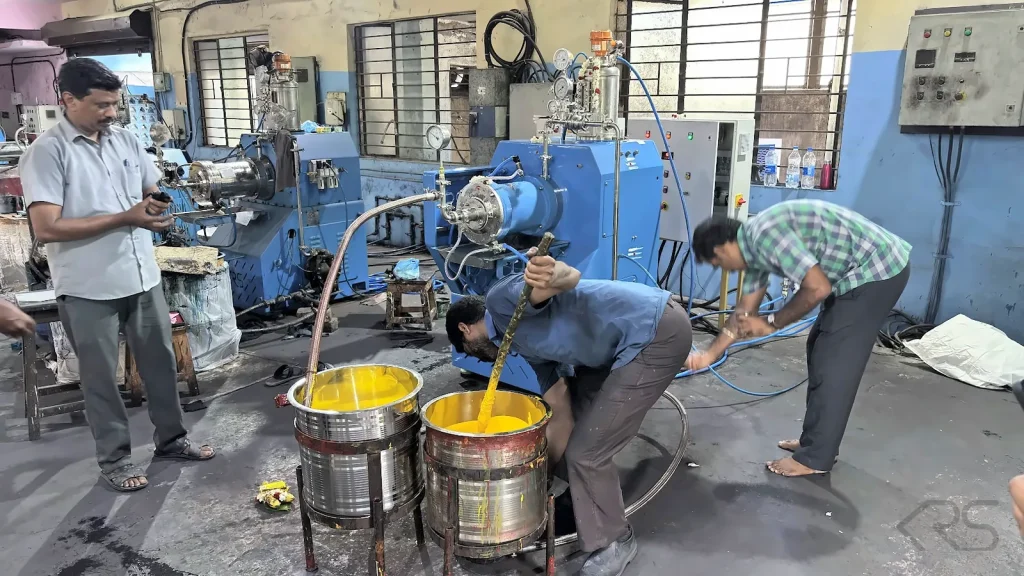 KRS engineers commissioning bead mills at a customer site