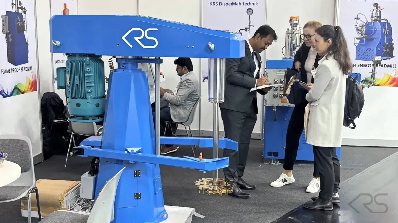 KRS DISPERMAHLTECHNIK High Speed Disperser on display with visitors at ECS 2025